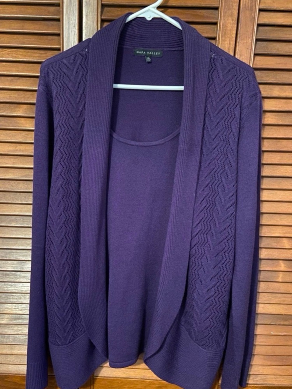 Women's Napa Valley Purple Open-Front Cardigan Sweater XL